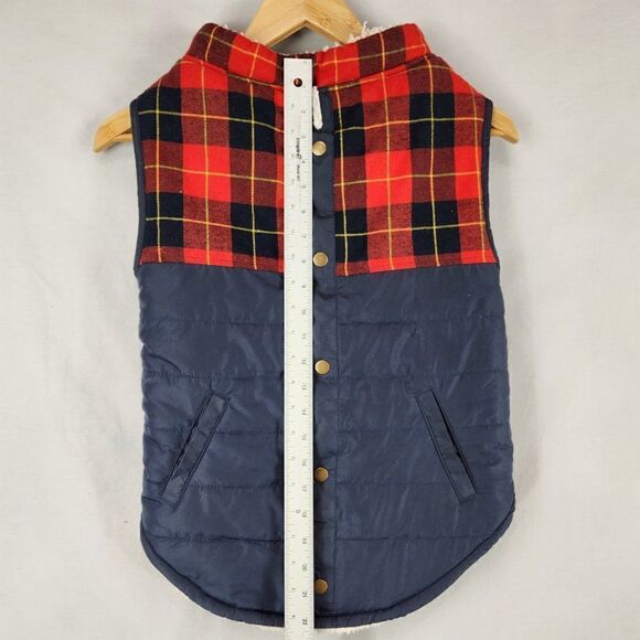 Dog Puffer Jacket Vest XXXL Buffalo Check Plaid Red Blue Bond & Co Pet Sherpa - Picture 5 of 7
